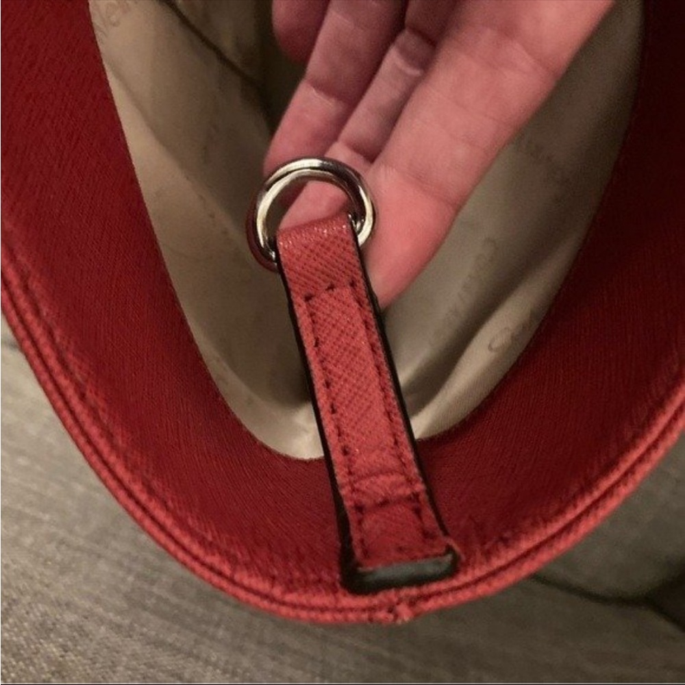 Calvin Klein Red Leather Tote with Dual Straps - Picture 8 of 10